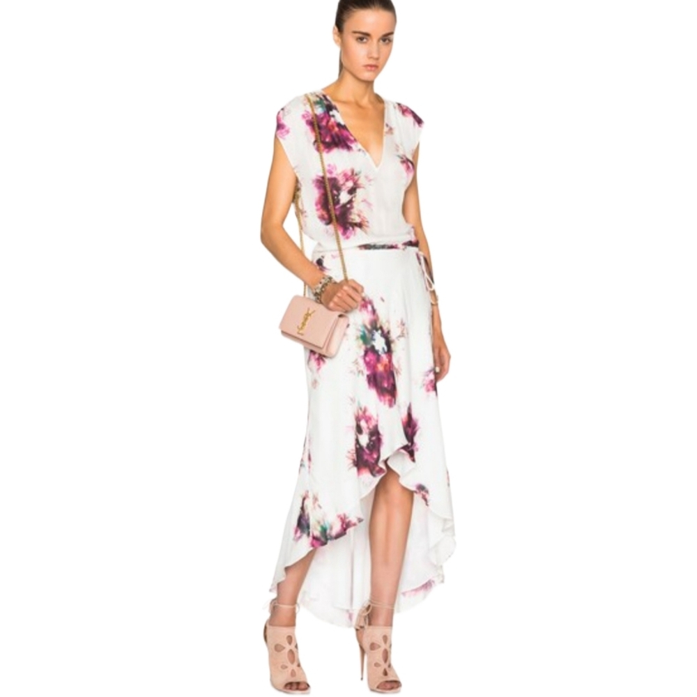 Haute Hippie 100% Silk Tie dye high lowV neck dress size   XS